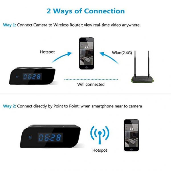V.T.I. HD WiFi Mini Hidden Alarm Clock Spy Security and Surveillance Camera - Image 5