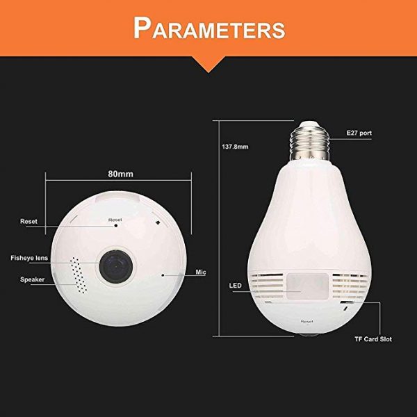 V.T.Eye Security Wireless Panoramic Bulb 360° View IP Camera with Remote Monitoring - Image 3