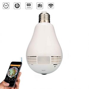 V.T.Eye Security Wireless Panoramic Bulb 360° View IP Camera with Remote Monitoring